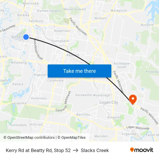 Kerry Rd at Beatty Rd, Stop 52 to Slacks Creek map