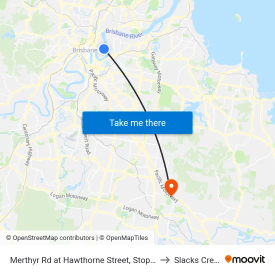 Merthyr Rd at Hawthorne Street, Stop 13 to Slacks Creek map