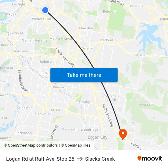 Logan Rd at Raff Ave, Stop 25 to Slacks Creek map
