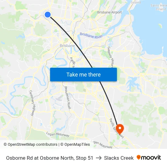Osborne Rd at Osborne North, Stop 51 to Slacks Creek map