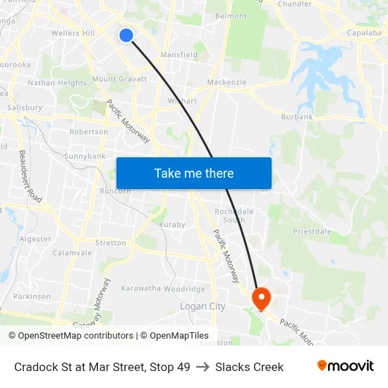 Cradock St at Mar Street, Stop 49 to Slacks Creek map