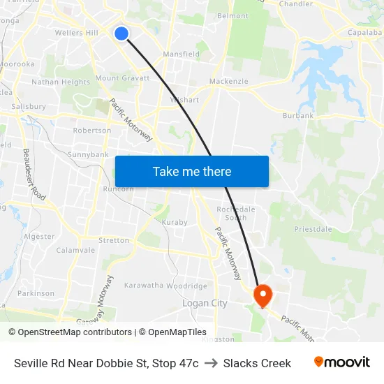 Seville Rd Near Dobbie St, Stop 47c to Slacks Creek map