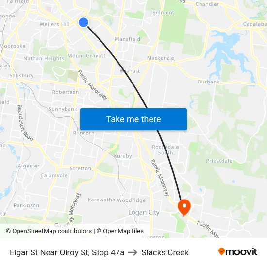 Elgar St Near Olroy St, Stop 47a to Slacks Creek map