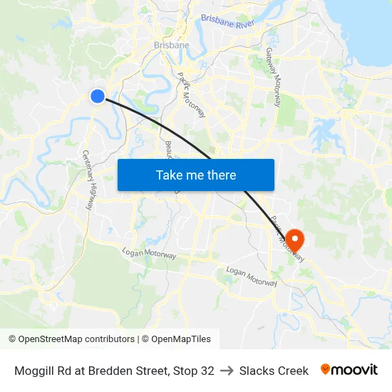 Moggill Rd at Bredden Street, Stop 32 to Slacks Creek map