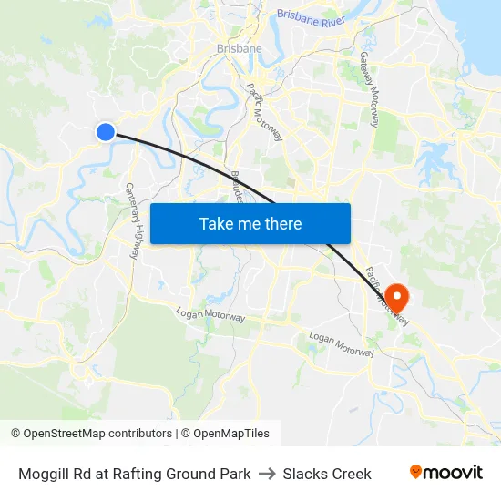 Moggill Rd at Rafting Ground Park to Slacks Creek map