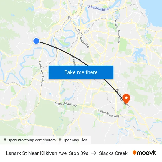 Lanark St Near Kilkivan Ave, Stop 39a to Slacks Creek map