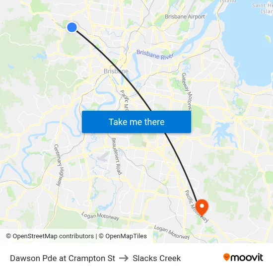 Dawson Pde at Crampton St to Slacks Creek map