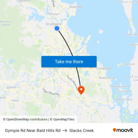 Gympie Rd Near Bald Hills Rd to Slacks Creek map