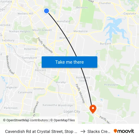 Cavendish Rd at Crystal Street, Stop 50 to Slacks Creek map