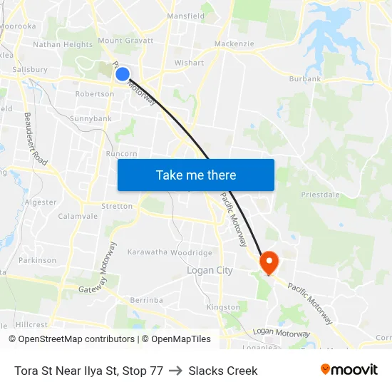 Tora St Near Ilya St, Stop 77 to Slacks Creek map