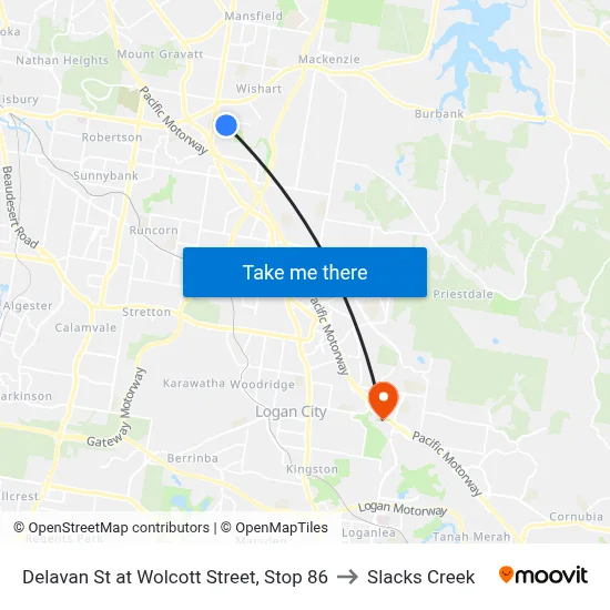 Delavan St at Wolcott Street, Stop 86 to Slacks Creek map