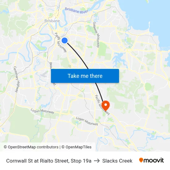 Cornwall St at Rialto Street, Stop 19a to Slacks Creek map