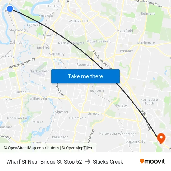 Wharf St Near Bridge St, Stop 52 to Slacks Creek map