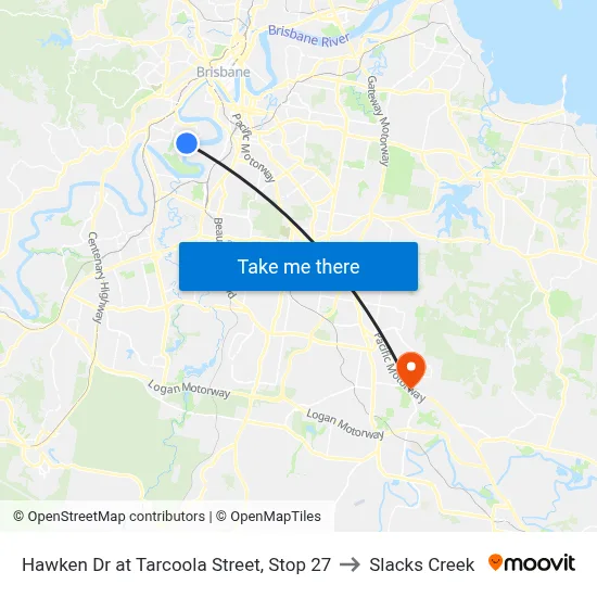 Hawken Dr at Tarcoola Street, Stop 27 to Slacks Creek map