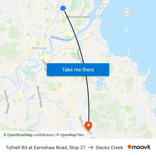 Tufnell Rd at Earnshaw Road, Stop 27 to Slacks Creek map