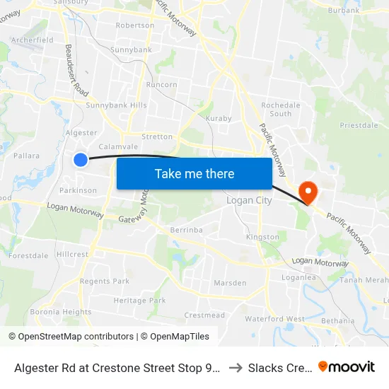 Algester Rd at Crestone Street Stop 90/89 to Slacks Creek map