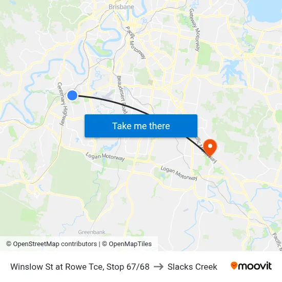 Winslow St at Rowe Tce, Stop 67/68 to Slacks Creek map