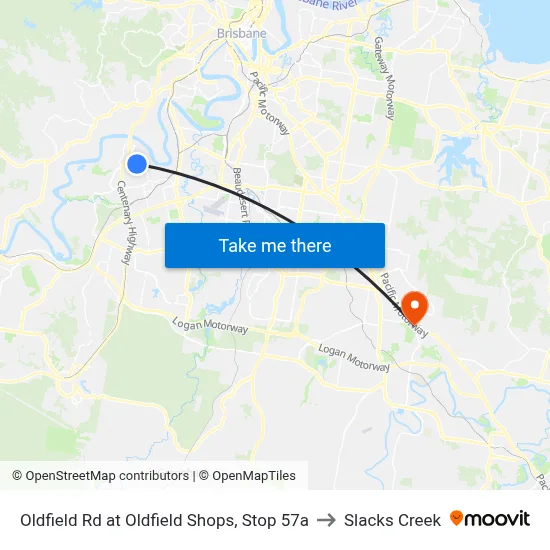 Oldfield Rd at Oldfield Shops, Stop 57a to Slacks Creek map