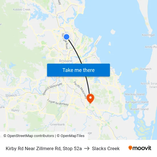 Kirby Rd Near Zillmere Rd, Stop 52a to Slacks Creek map