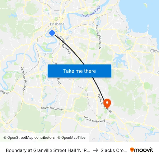 Boundary at Granville Street Hail 'N' Ride to Slacks Creek map