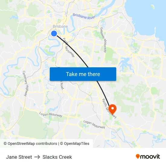 Jane Street to Slacks Creek map