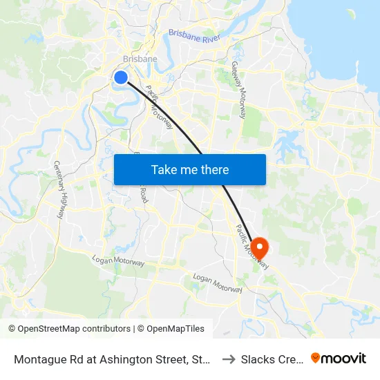 Montague Rd at Ashington Street, Stop 9 to Slacks Creek map