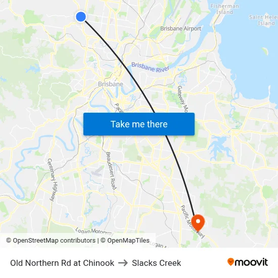 Old Northern Rd at Chinook to Slacks Creek map