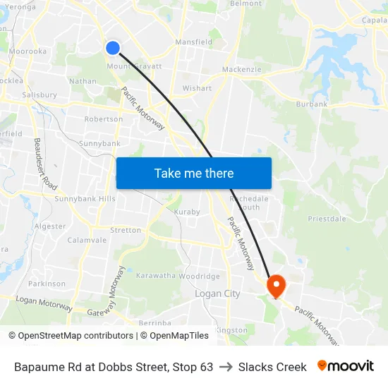 Bapaume Rd at Dobbs Street, Stop 63 to Slacks Creek map
