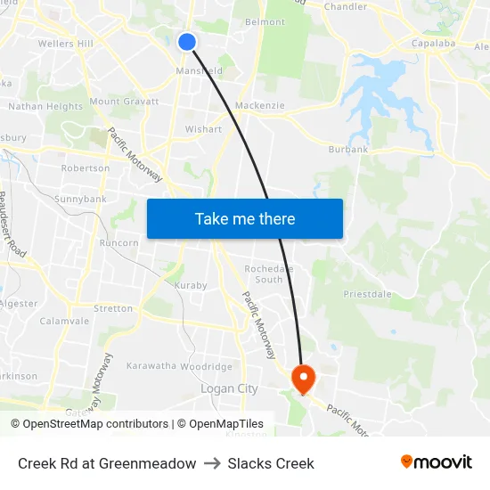 Creek Rd at Greenmeadow to Slacks Creek map