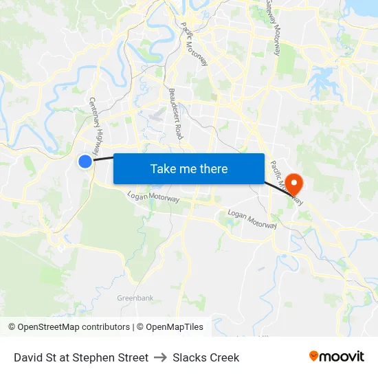 David St at Stephen Street to Slacks Creek map