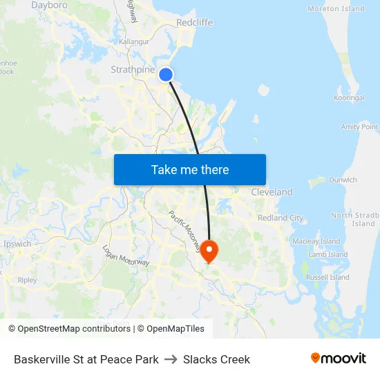 Baskerville St at Peace Park to Slacks Creek map