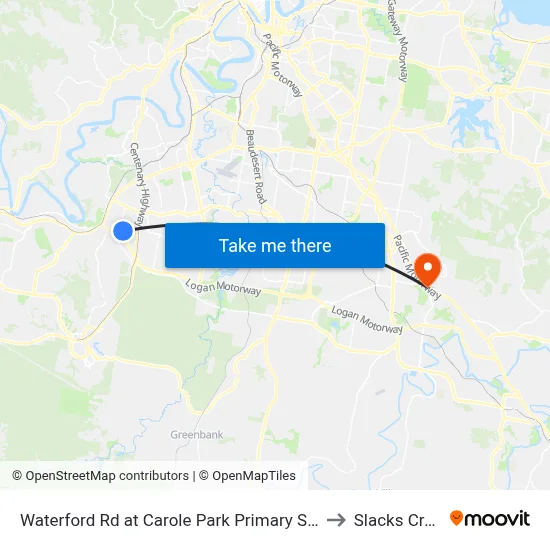 Waterford Rd at Carole Park Primary School to Slacks Creek map