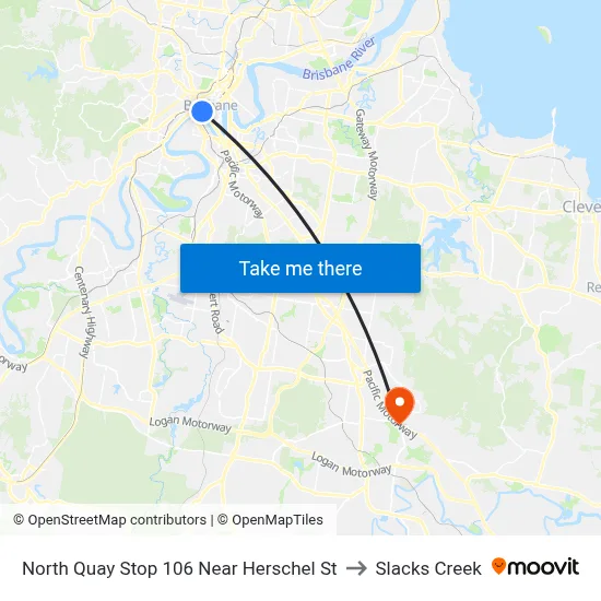 North Quay Stop 106 Near Herschel St to Slacks Creek map