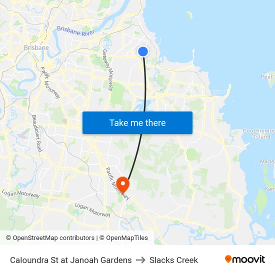 Caloundra St at Janoah Gardens to Slacks Creek map