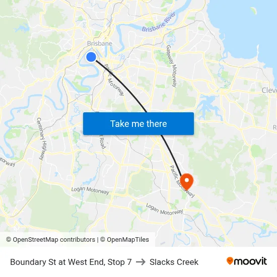 Boundary St at West End, Stop 7 to Slacks Creek map