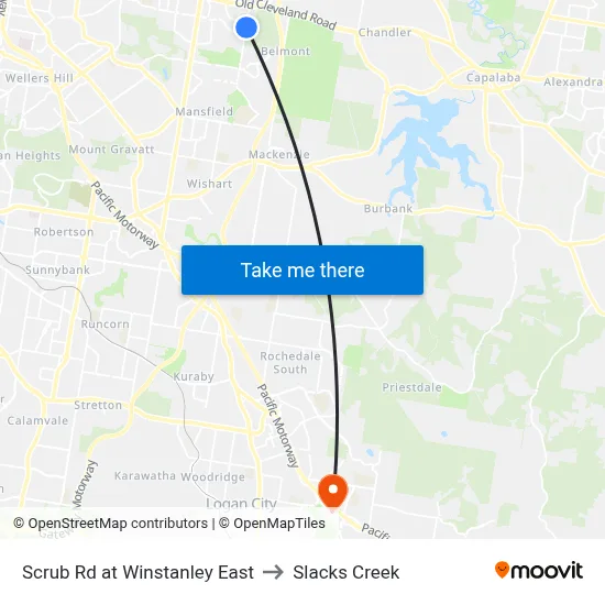 Scrub Rd at Winstanley East to Slacks Creek map