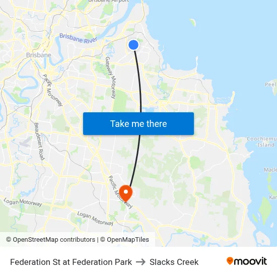 Federation St at Federation Park to Slacks Creek map