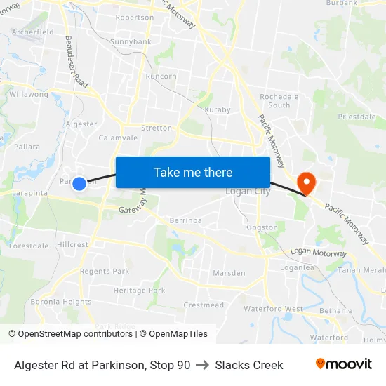 Algester Rd at Parkinson, Stop 90 to Slacks Creek map