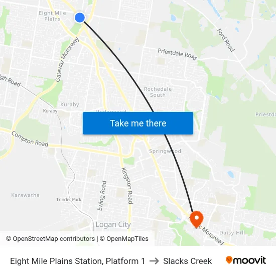 Eight Mile Plains Station, Platform 1 to Slacks Creek map