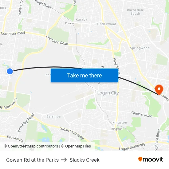 Gowan Rd at the Parks to Slacks Creek map