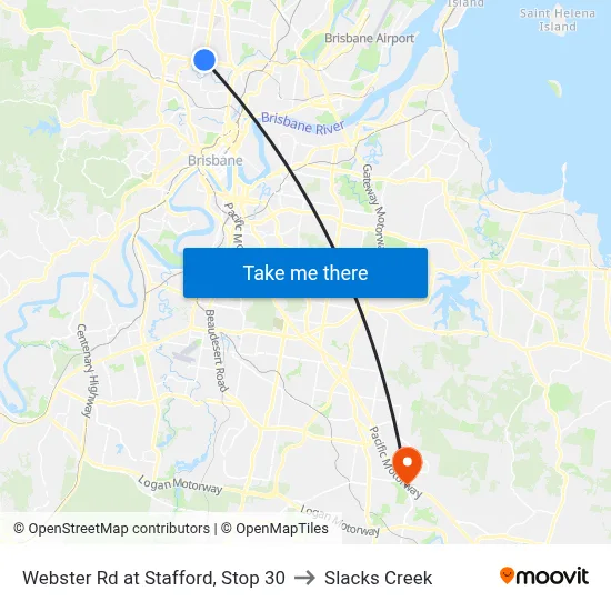 Webster Rd at Stafford, Stop 30 to Slacks Creek map