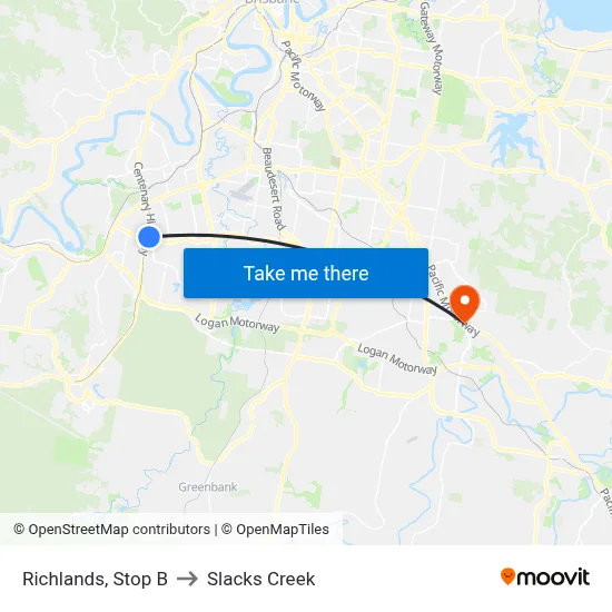 Richlands, Stop B to Slacks Creek map