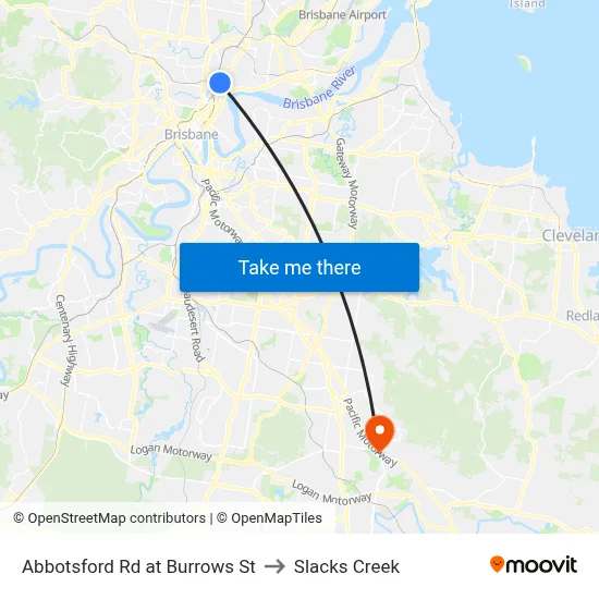 Abbotsford Rd at Burrows St to Slacks Creek map