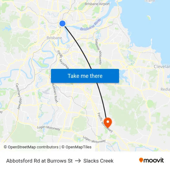 Abbotsford Rd at Burrows St to Slacks Creek map