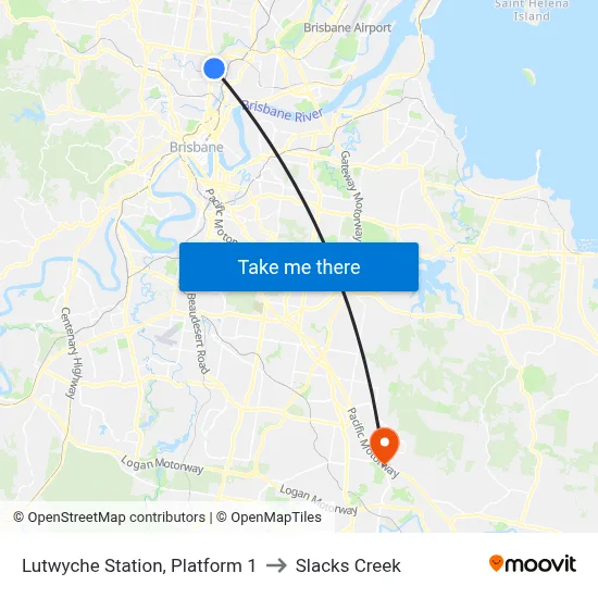 Lutwyche Station, Platform 1 to Slacks Creek map