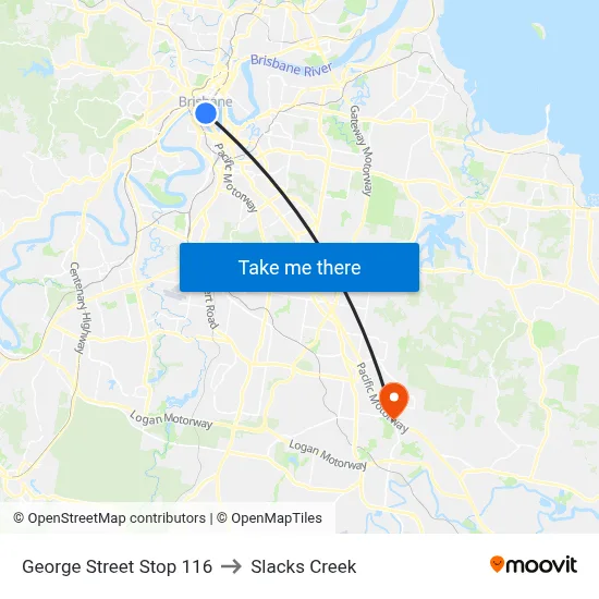 George Street Stop 116 to Slacks Creek map
