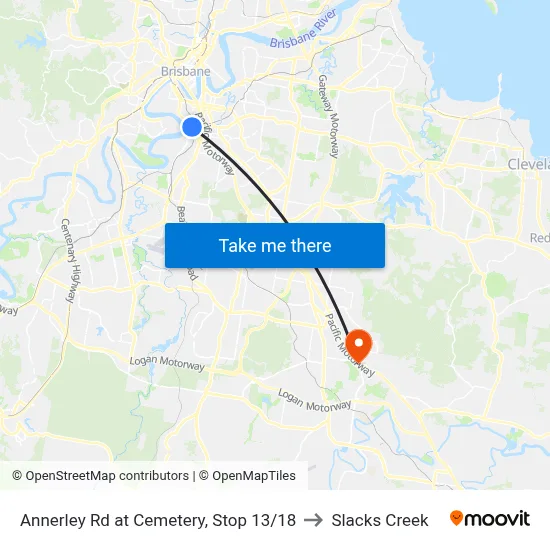 Annerley Rd at Cemetery, Stop 13/18 to Slacks Creek map