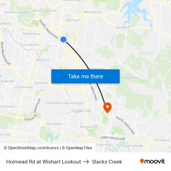Holmead Rd at Wishart Lookout to Slacks Creek map