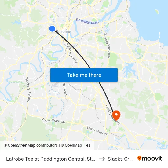 Latrobe Tce at Paddington Central, Stop 10 to Slacks Creek map