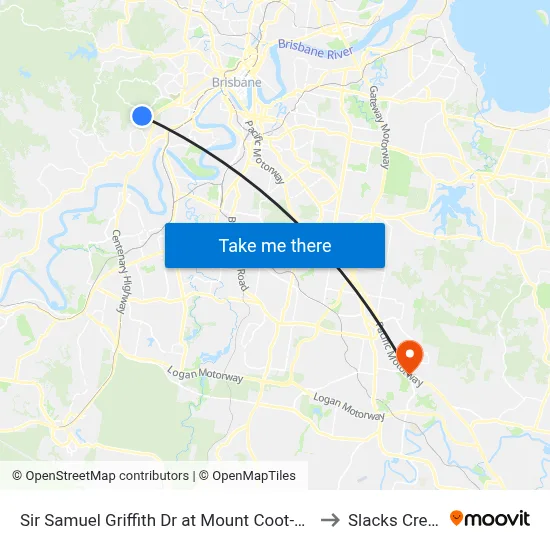 Sir Samuel Griffith Dr at Mount Coot-Tha to Slacks Creek map